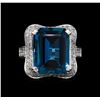 Image 2 : 14KT White Gold 16.86 ctw Blue Topaz and Diamond Ring