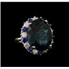 Image 1 : 14KT White Gold 20.82 ctw Topaz, Sapphire and Diamond Ring
