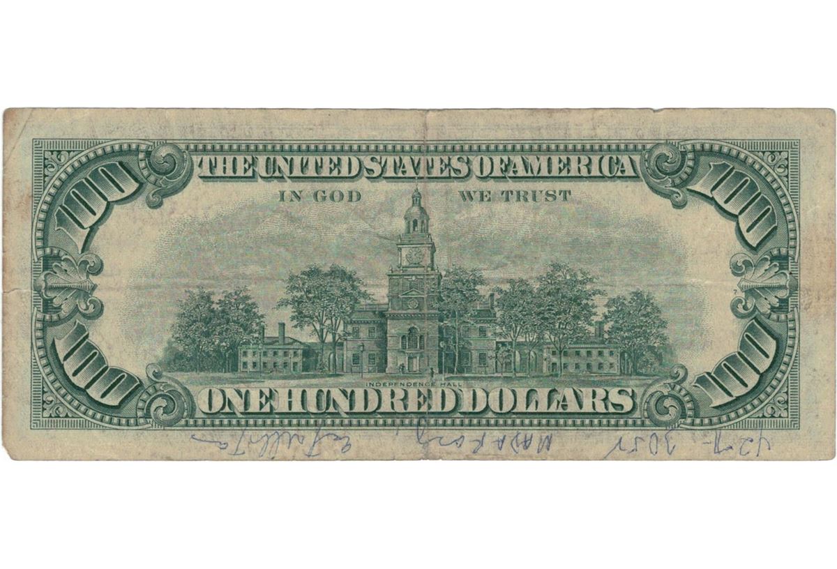 1966 $100 Red Seal Legal Tender Bank Note