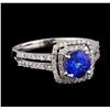 Image 1 : 1.31 ctw Tanzanite and Diamond Ring - 14KT White Gold