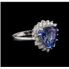 Image 1 : 4.27 ctw Tanzanite and Diamond Ring - 14KT White Gold