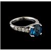 Image 1 : 3.00 ctw Blue Topaz and Diamond Ring - 14KT White Gold