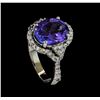 Image 4 : 4.54 ctw Tanzanite and Diamond Ring - 14KT White Gold