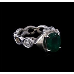 1.59 ctw Emerald and Diamond Ring - 14KT White Gold