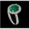 Image 4 : 2.50 ctw Emerald and Diamond Ring - 14KT White Gold
