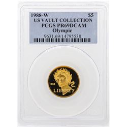 1988-W PCGS PR69DCAM US Vault Collection $5 Olympic Gold Coin