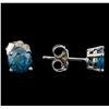 Image 2 : 14KT White Gold 1.29 ctw Fancy Blue Diamond Stud Earrings