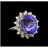 Image 1 : GIA Cert 11.91 ctw Tanzanite and Diamond Ring - 14KT White Gold