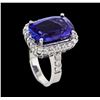 Image 4 : 10.59 ctw Tanzanite and Diamond Ring - 14KT White Gold