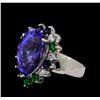 Image 1 : 10.69 ctw Tanzanite, Tsavorite, Blue Sapphire, and Diamond Ring - 14KT White Gol