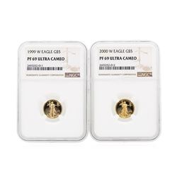 1999-2000-W NGC PF69 Ultra Cameo $5 Eagle Gold Coin Set