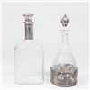 Image 1 : 2 Etched Crystal Liquor Bottles with Silver Mounts