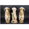 3 Drilled Royal Dux Vases