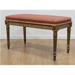 Louis XVI Style Giltwood Upholstered Bench