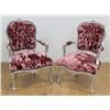 Pair Silvered & Crushed Velvet Armchairs