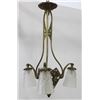 Image 1 : Art Deco Cast Iron & Frosted Glass Chandelier