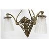 Image 2 : Art Deco Cast Iron & Frosted Glass Chandelier