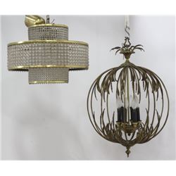 2 Mid-Century Brass Chandeliers