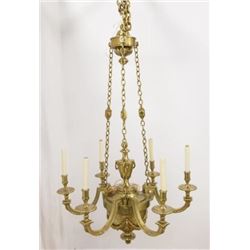 :Neoclassic Style Bronze 6-Light Chandelier