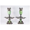 Image 1 : Pair Victorian Glass Gilt Bronze 2-Arm Lamps