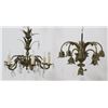 Image 1 : 2 French Foliate Cast Brass Chandeliers