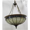 Image 1 : Early 20th C. Brass & Leaded Glass Dome Chandelier