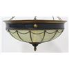 Image 2 : Early 20th C. Brass & Leaded Glass Dome Chandelier