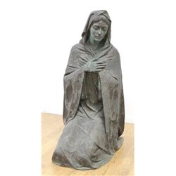 Bronze Garden Statue of Kneeling Woman Praying