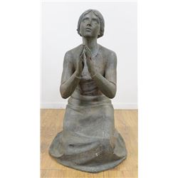 Bronze Garden Statue of Praying Woman