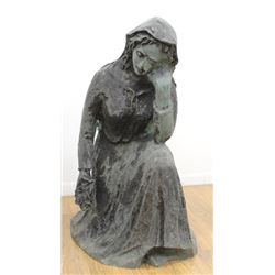 Bronze Garden Sculpture of Kneeling Woman