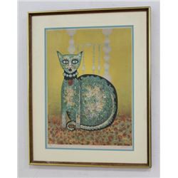 Colored Lithograph of a Cat