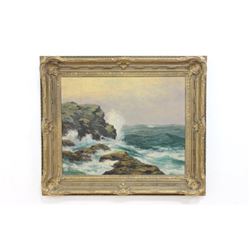 Wm. Reuben Clark Wood, "Rock Seascape" Signed and dated Lower Left