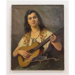 Edith Morehouse, Lady Guitar Player, Signed Lower Right