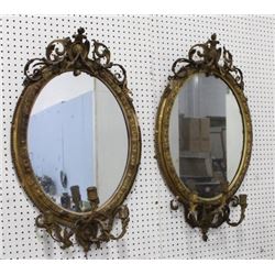 Pair Gilded Wood & Gesso Antique Mirrors