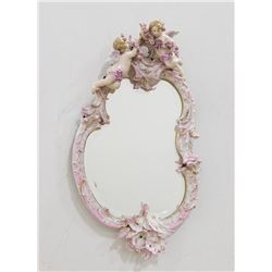 Antique Figural Porcelain Wall Mirror