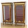 Pair Louis XVI Style Marble Top Vitrines