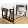 French Bronze Bed with Inlaid Wood Panel