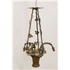 Image 1 : Small French Gilt Metal Basket 3-Light Chandelier