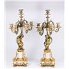 Pair French Cupid Figural Bronze Candelabra