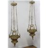 Image 1 : Pair Gothic Style Polished Brass Candleholders
