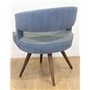 Image 4 : Pair Blue Upholstered Danish Swivel Chairs