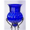 Image 2 : Cobalt Glass Urns Mounted on Metal Stands