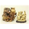 Image 4 : 7 Soapstone Carved Vases & Groupings