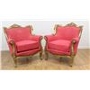 Image 1 : Pair Rococo Style Leather Upholstered Bergeres