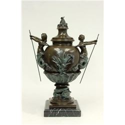 After A. Moreau, Bronze Urn with Lid