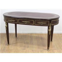 French Empire Style 3-Drawer Leather Top Desk