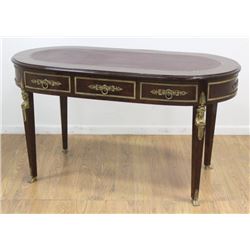 French Empire Style 3-Drawer Leather Top Desk