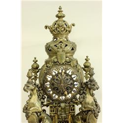 Brass Mantel Clock with Gargoyles, France 19thc