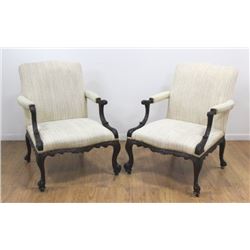 Pair Gainsborough Style Mahogany Armchairs