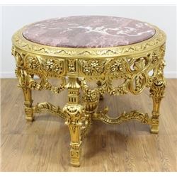 Heavily Carved Louis XVI Style Center Hall Table